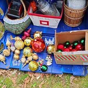 Mixed Glass Christmas Ornaments - Gold, Red, Green